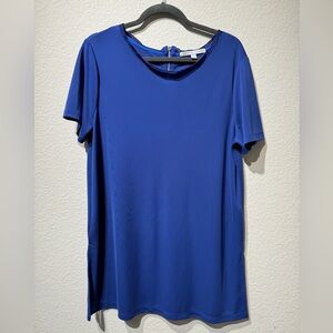 Adrienne Vittadini Colbat Blue Short Sleeve Tunic Shirt